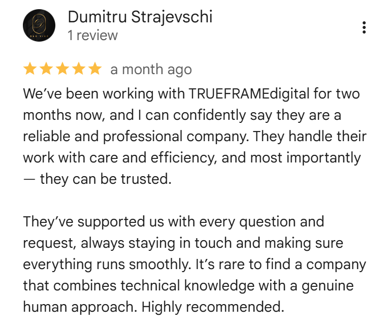 Client testimonial from Dumitru Strajevschi - 5 star review